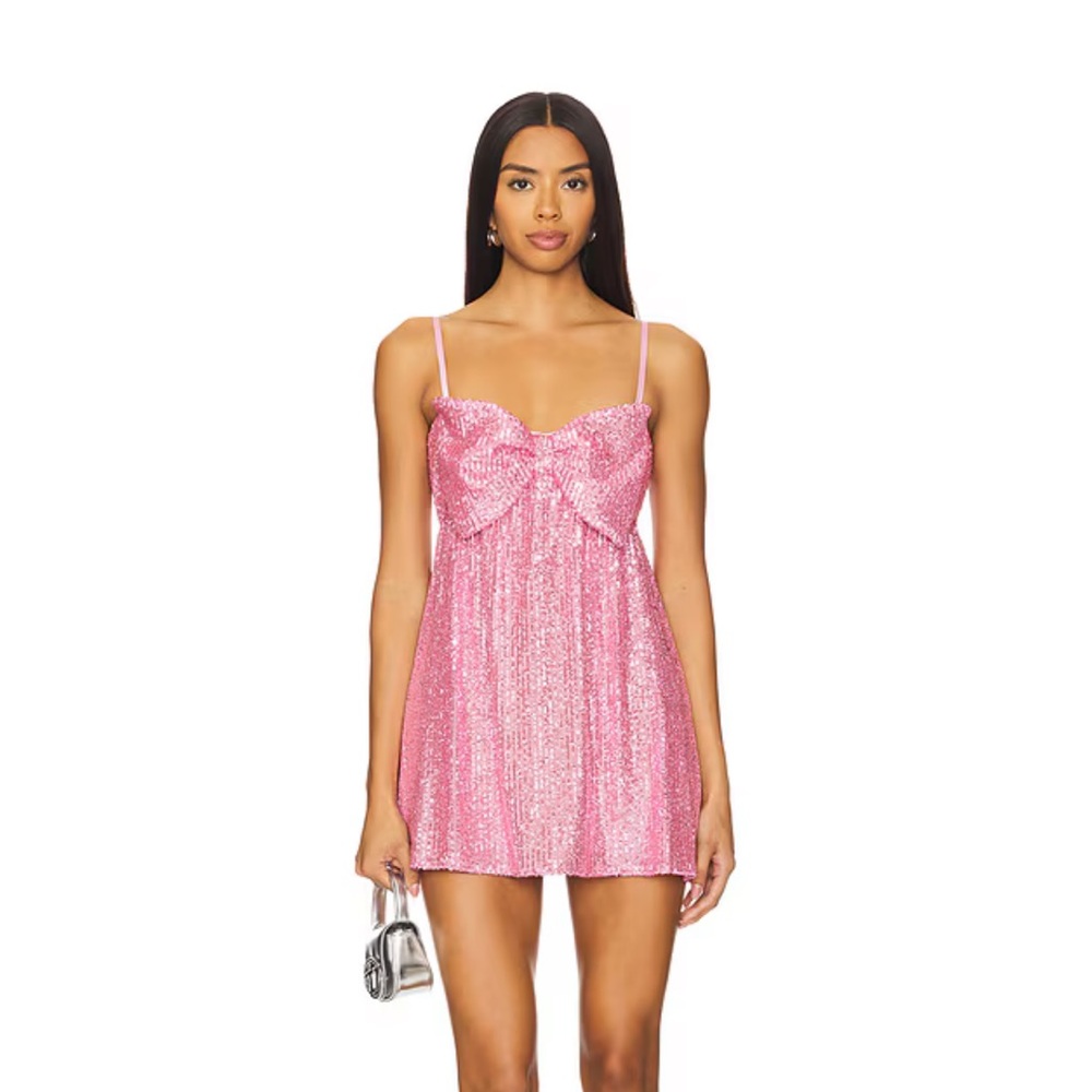 Show Me Your MuMu Pink Sequin Top with Bow